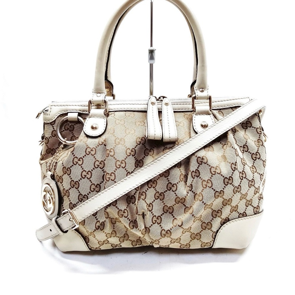 Gucci Hand Bag Brown Canvas